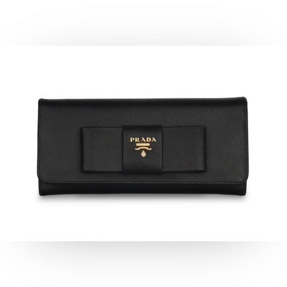 Prada Black Saffiano Leather Flap Continental Wallet - Picture 2 of 4